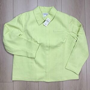 Coldwater Creek Lime Textured‎ Zip Front Jacket L Fully Lined Lightweight NWT